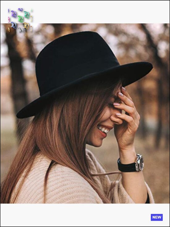 Classic Fedora Hat with Belt Buckle Wide Brim Felt Panama Hat